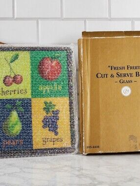 Vintage Fruit Theme Glass Charcuterie 8x10 Kitchen Decor Home Food Cutting Board